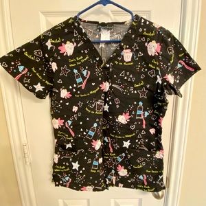 CHEROKEE Dental Print Scrub Top